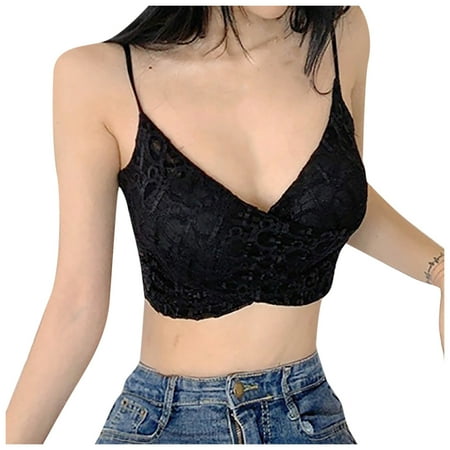 

Dadaria Nursing Bras Womens Fashion Bud Silk Condole Belt Lace Underwear Vest Black S Women