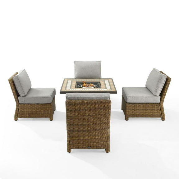 Crosley Furniture Bradenton 5PC Fabric Outdoor Conversation Set in Gray/Brown