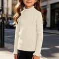 thumbnail image 4 of Miluxas Mock Turtleneck Sweater for Girls Ribbed Knit Long Sleeve Tunic Pullover Kids Soft Stretchy Sweatshirt Beige 0-3 Years, 4 of 6