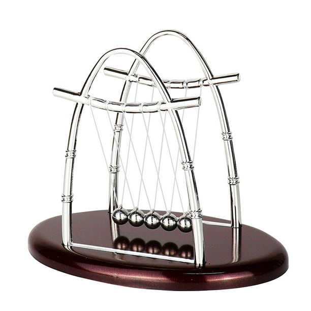 Péndulo de acero de cuna de Newton, juguete de escritorio | Juguete educativo de física y ciencia para niños y estudiantes | Adorno decorativo para el hogar y la oficina con marco de metal