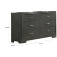 thumbnail image 5 of Benjara Aliso 58 Inch Wide Dresser Chest, 6 Drawers, Bracket Feet, Dark Gray, 5 of 5