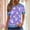 04 Purple, variant on Women's Summer Round Neck Easter Print Waffle Weave Casual Collared Top With Short Sleeves For Spring Outings Easter Celebrations