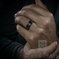 thumbnail image 3 of Metal Masters Mens Black Tungsten Carbide Ring Wedding Band Rose Goldtone Groove 8mm, 3 of 8