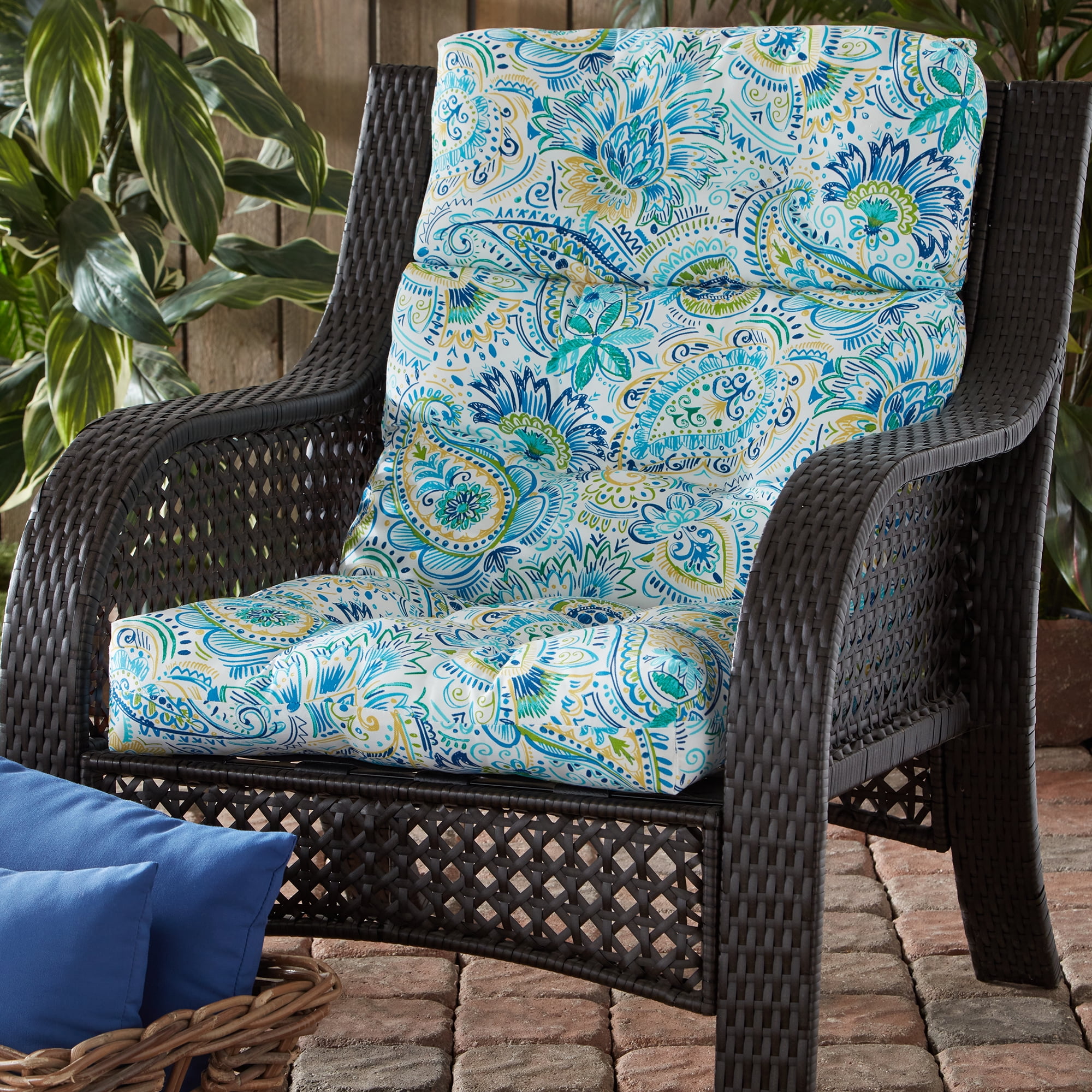 Greendale Home Fashions Outdoor 44'' x 22'' High Back Chair Cushion, Baltic