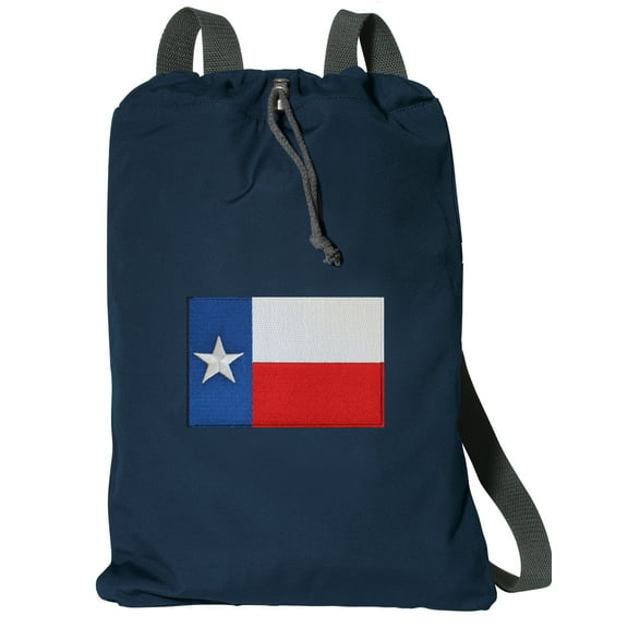 Cotton Canvas Texas Backpack Natural Fiber Texas Cinch Bag Lined and with Wide Straps