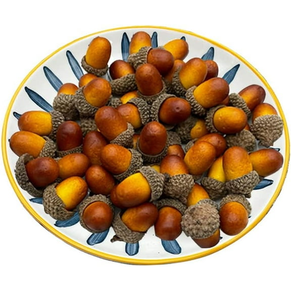 50PCS Artificial Acorn Fake Nutty Simulation Fruit Natural Decorate Craft Wedding Festival Party Ornament Vase Filler Table Showcase Kitchen Model