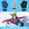 thumbnail image 3 of EvridWear Kids Boys Winter Gloves 4-14 Years,3 Pairs Girls Kid Knit Stretchy Grip Warm Magic Glove for Children, 3 of 9