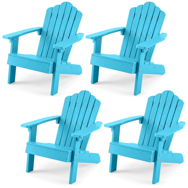 Gymax 4PCS Kids Adirondack Chairs w/Tilted High Backrest Wide Armrests & Angled Seat Turquoise