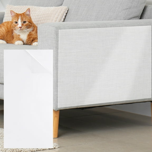 Anti Scratch Furniture Protector, 4 Pack 12" x 6" Single-Sided Sticky Couch Protector from Cat Claws, Clear