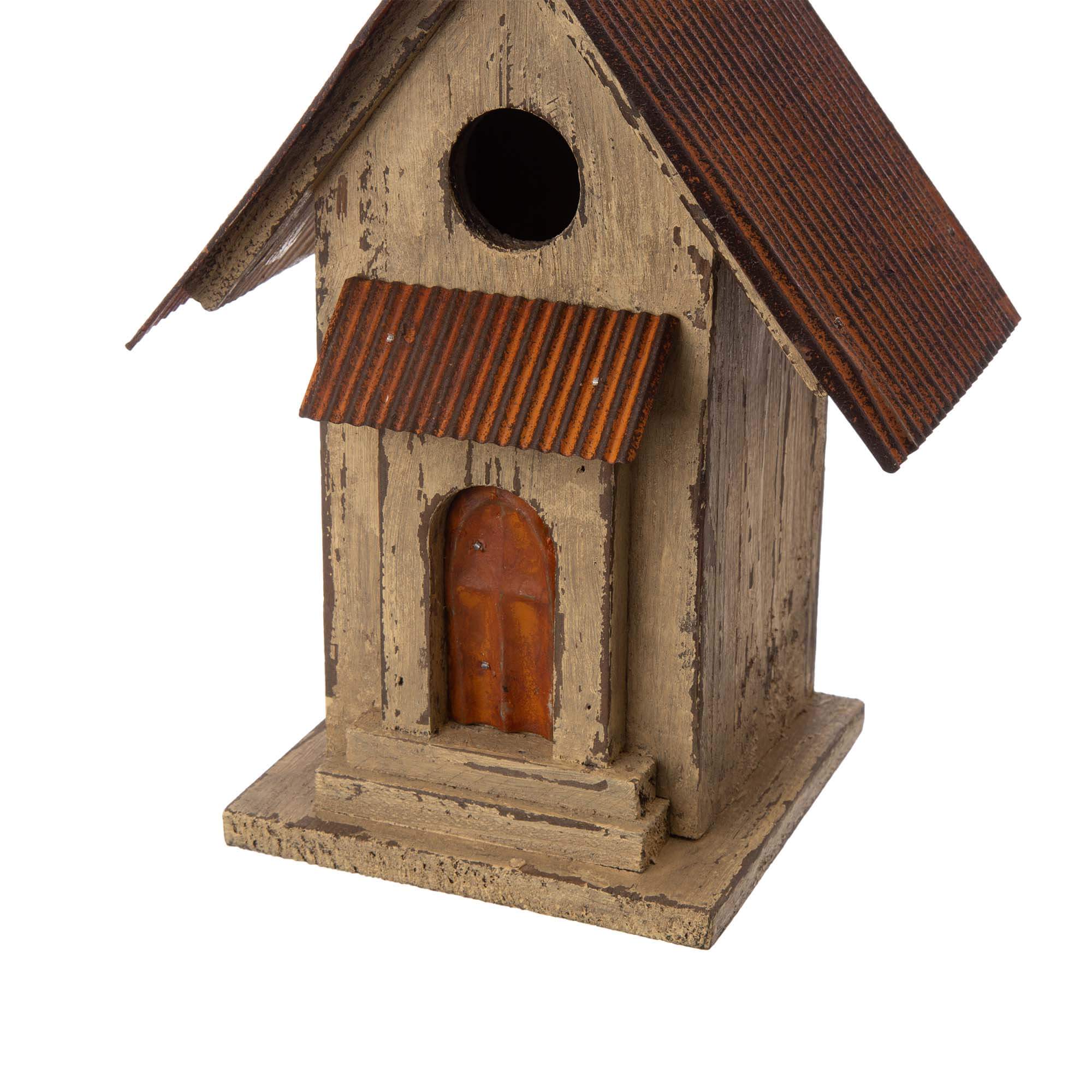 Glitzhome Rustic Wood Garden Church Model Birdhouse - image 3 of 9