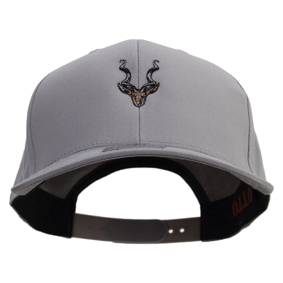 Kudu Antelope Embroidered Solid Cotton Twill Pro Style Cap - Grey OSFM
