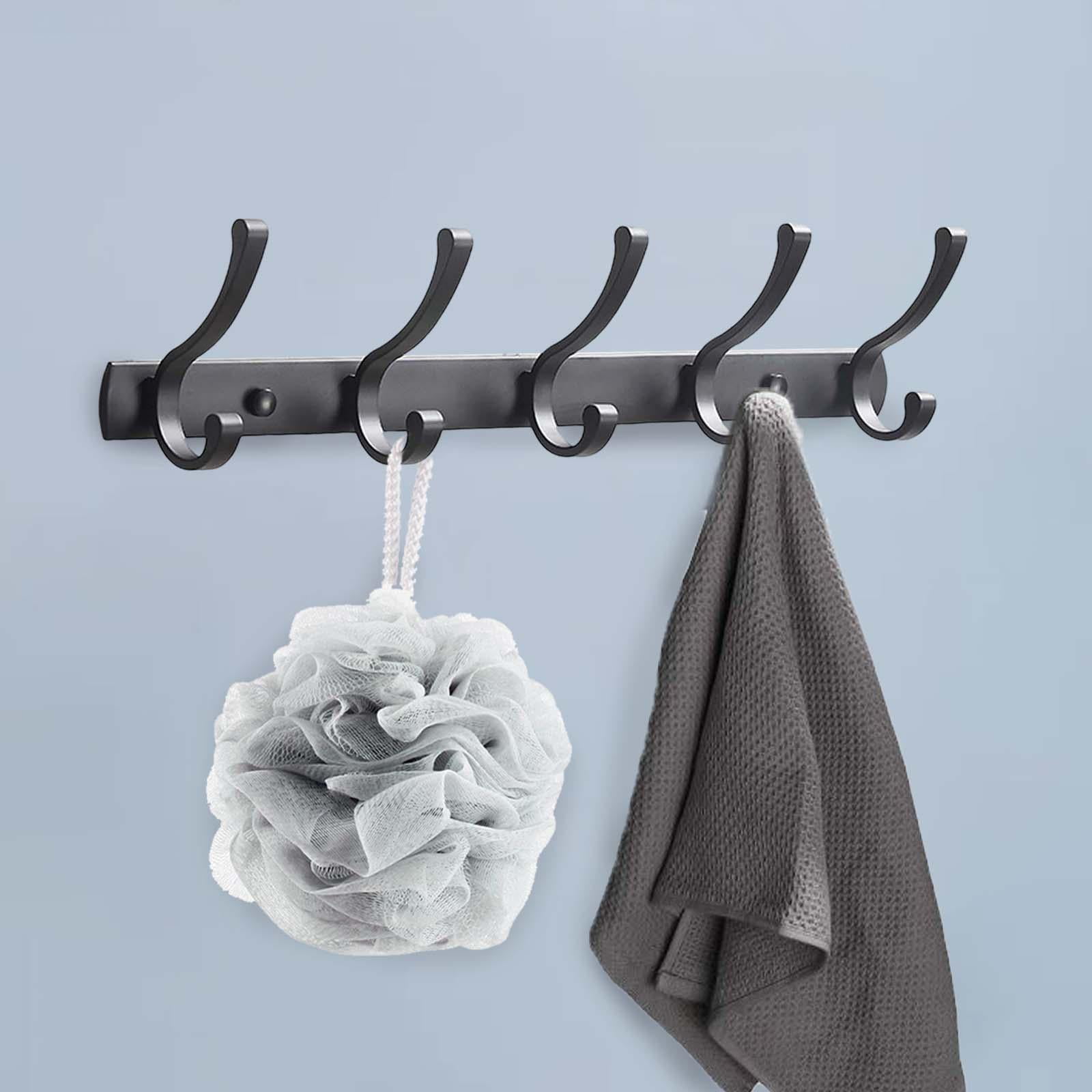 Aluminum Clothes Hangers Bathroom Wall Hooks Rack Storage Organizer Holder  Coat Hat Hanger Coat Hooks Hole Hooks for Jackets Towel Bag , 5 -5 Hook 