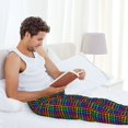 thumbnail image 5 of Sigee Rainbow Houndstooth print Men's Pajama Pants Lounge Sleep Bottoms with Elastic Waistband and Pockets-X-Large, 5 of 6