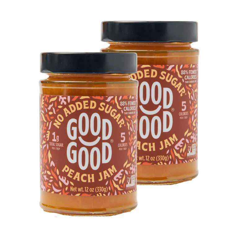 GOOD GOOD Peach Jam, No Added Sugar, Low Calorie, Keto Friendly