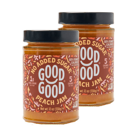 GOOD GOOD Peach Jam, No Added Sugar, Low Calorie, Keto Friendly, 12 oz, 2 pack