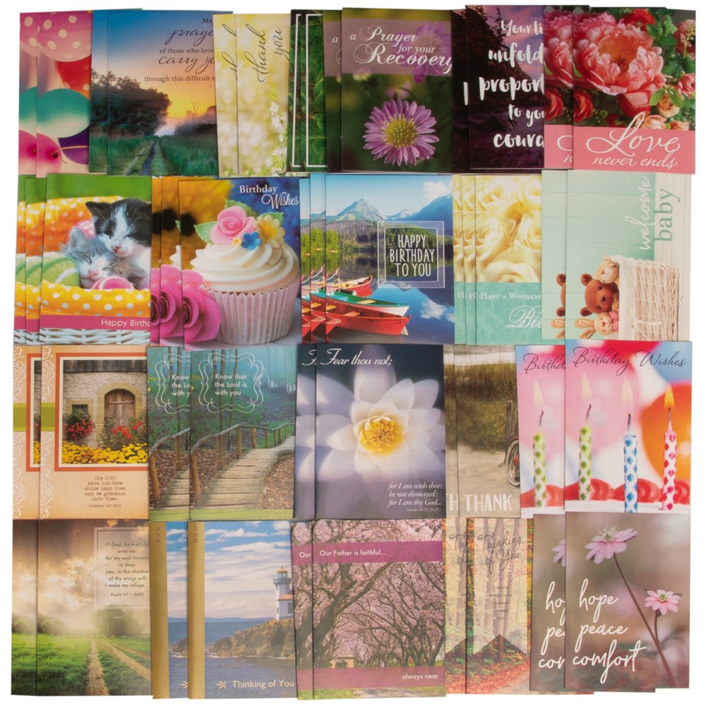 48 Paper Craft Scripture Christian All Occasion Cards, Religious