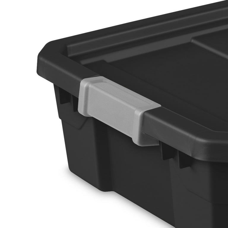 10 Gal. Plastic Durable Storage Bin with Lid in Black (6-Pack)