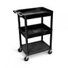 Luxor 18" x 24" Three Shelf Combination Tub/Tub/Flat Utility Cart - Black