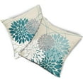 thumbnail image 3 of Teal Pillow Covers 18X18 Inch Teal Grey Gray Dahlia Flower Elegant Floral Line Outdoor DecorativeThrow Pillow Cases Farmhouse Decor for Home Couch Sofa Bed Square Linen Cushion Covers, Set of 2, 3 of 6