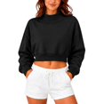 thumbnail image 2 of Womens Mock Neck Sweatshirts Long Sleeve Loose Fit Cropped Shirts Casual Soft Trendy Shirts Basic Tees Cute Y2K Fashion Pullover Top Tunics 2026 Fall Outfits fashion clothing Black XL, 2 of 5