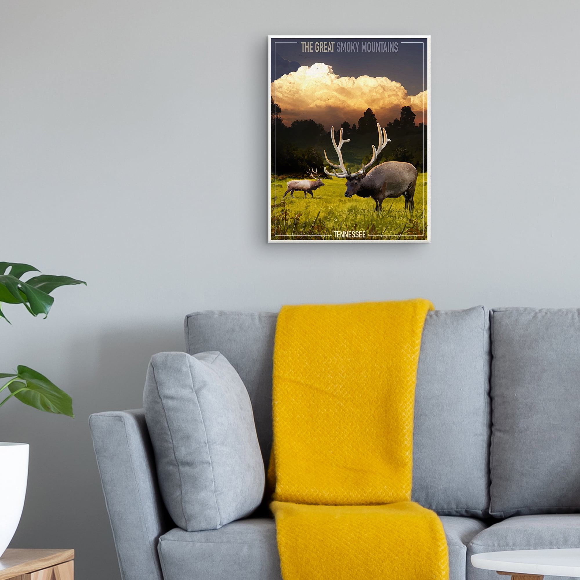 Great Smoky Mountains by Old Red Truck Canvas Art