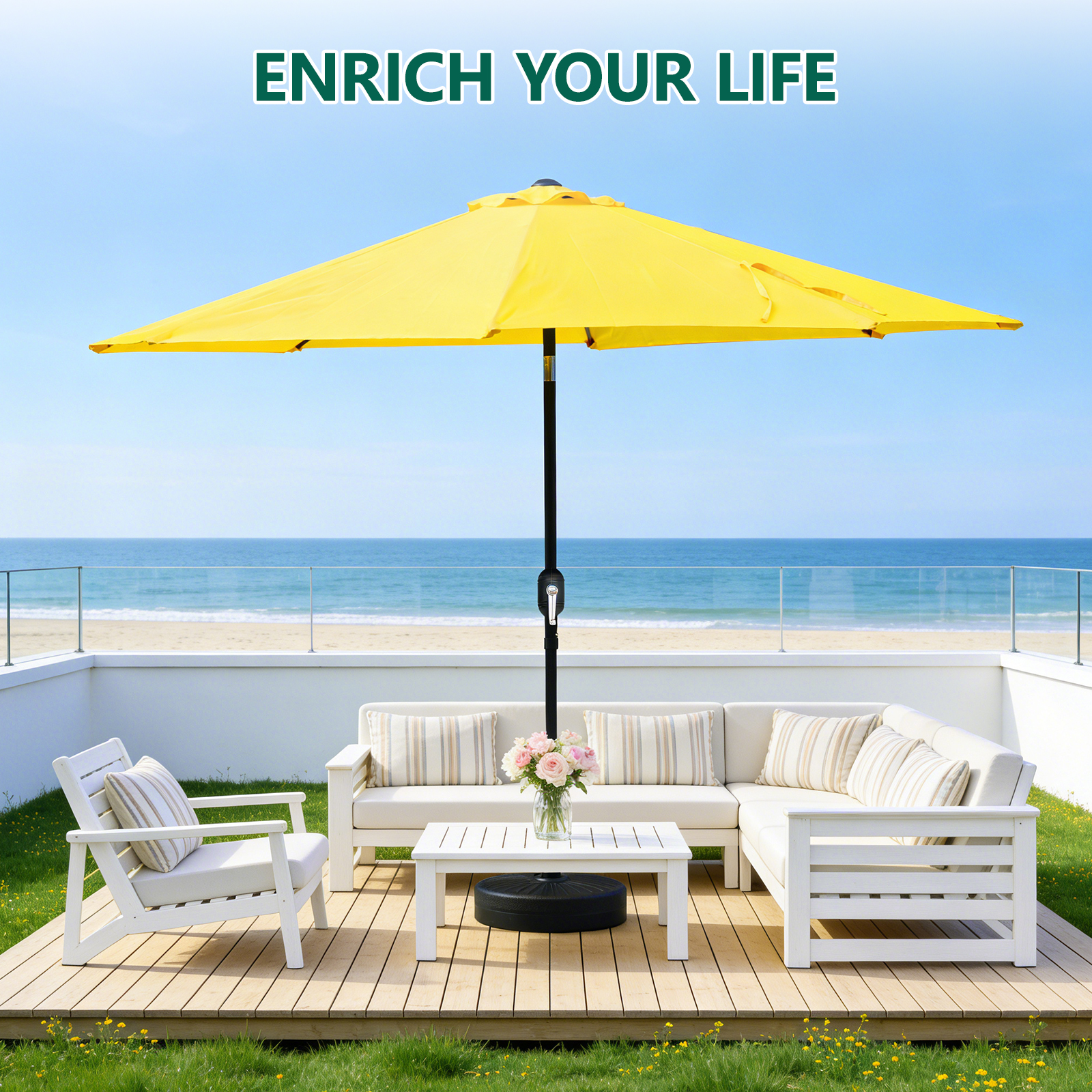 HaiNova 9ft Market Patio Umbrella with Push-Button Tilt photo 7