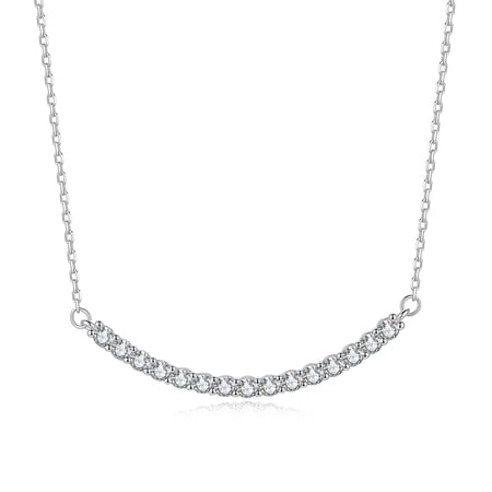 Ladies' seven stone moissanite necklace, smiling moissanite pendant necklace, 925 sterling silver necklace,5in