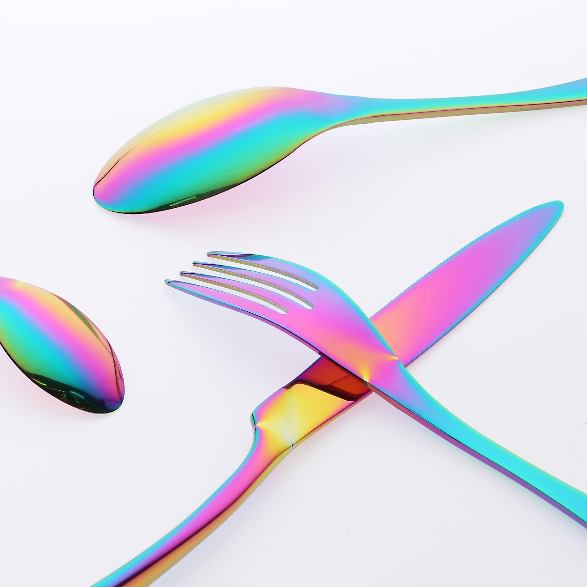 Unique Bargains Stainless Steel Silverware Set Colorful 4 Pcs