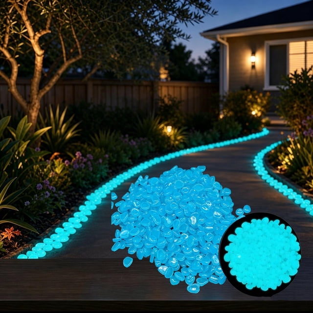 Piedras de jardín luminosas y coloridas, grava decorativa para exteriores en caminos, acuarios e iluminación paisajística, alimentadas con energía solar, juego de 200 piezas.