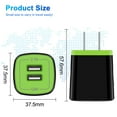 thumbnail image 3 of USB Wall Charger Block,ABCPOW 2.1A Dual Port USB Charger Block with 2PACK Android Phone Charging Cord Type C Cable USB C Charging Cables 6ft10ft USB Brick Charger Box Fast Charging Block,Green, 3 of 7