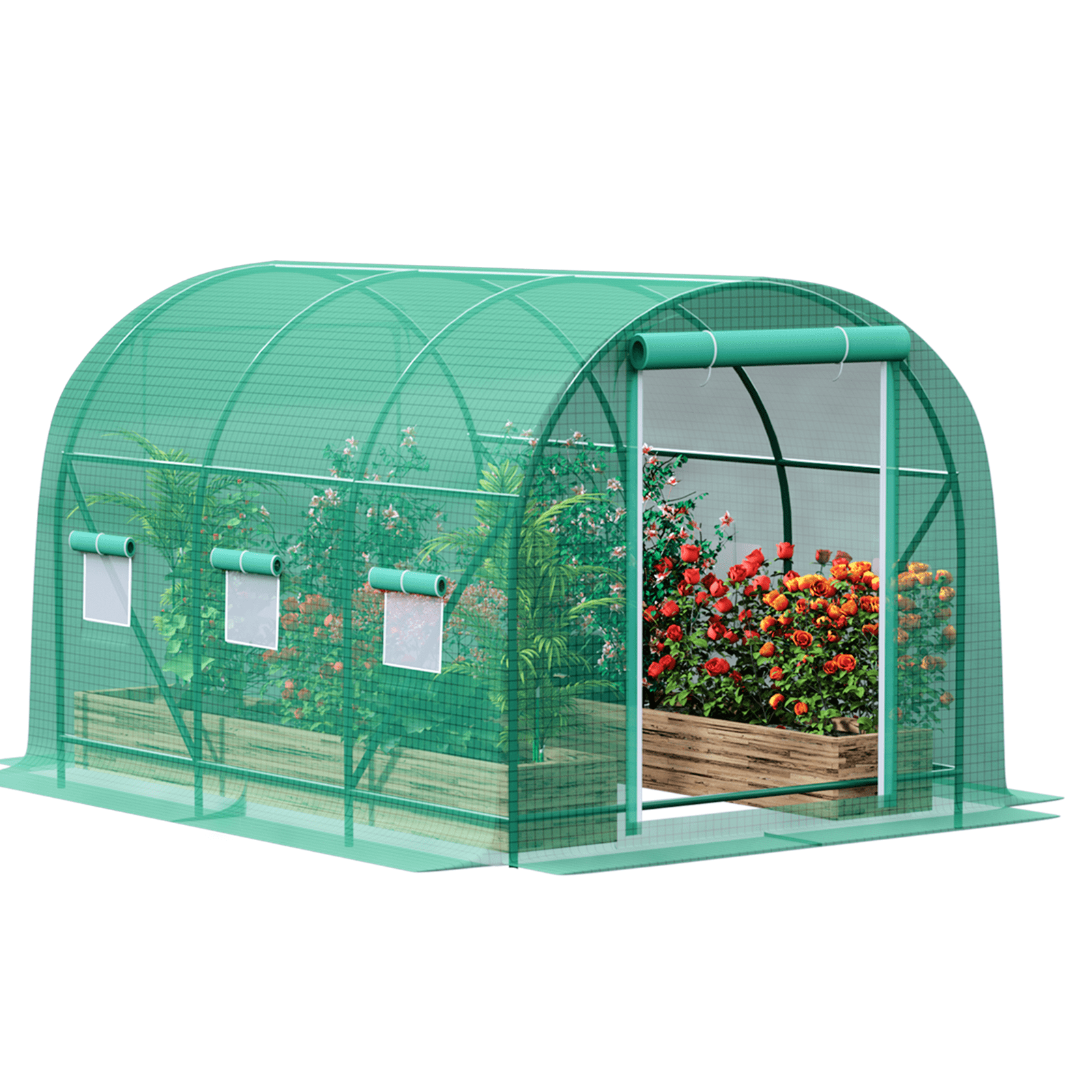 Gaildon Walk-in Greenhouse 10x7x7 FT Upgraded Green House with Dual Zippered Screen Doors &amp; 6 Screen Windows Heavy Duty Plastic Plant Warm House with Reinforced Frame