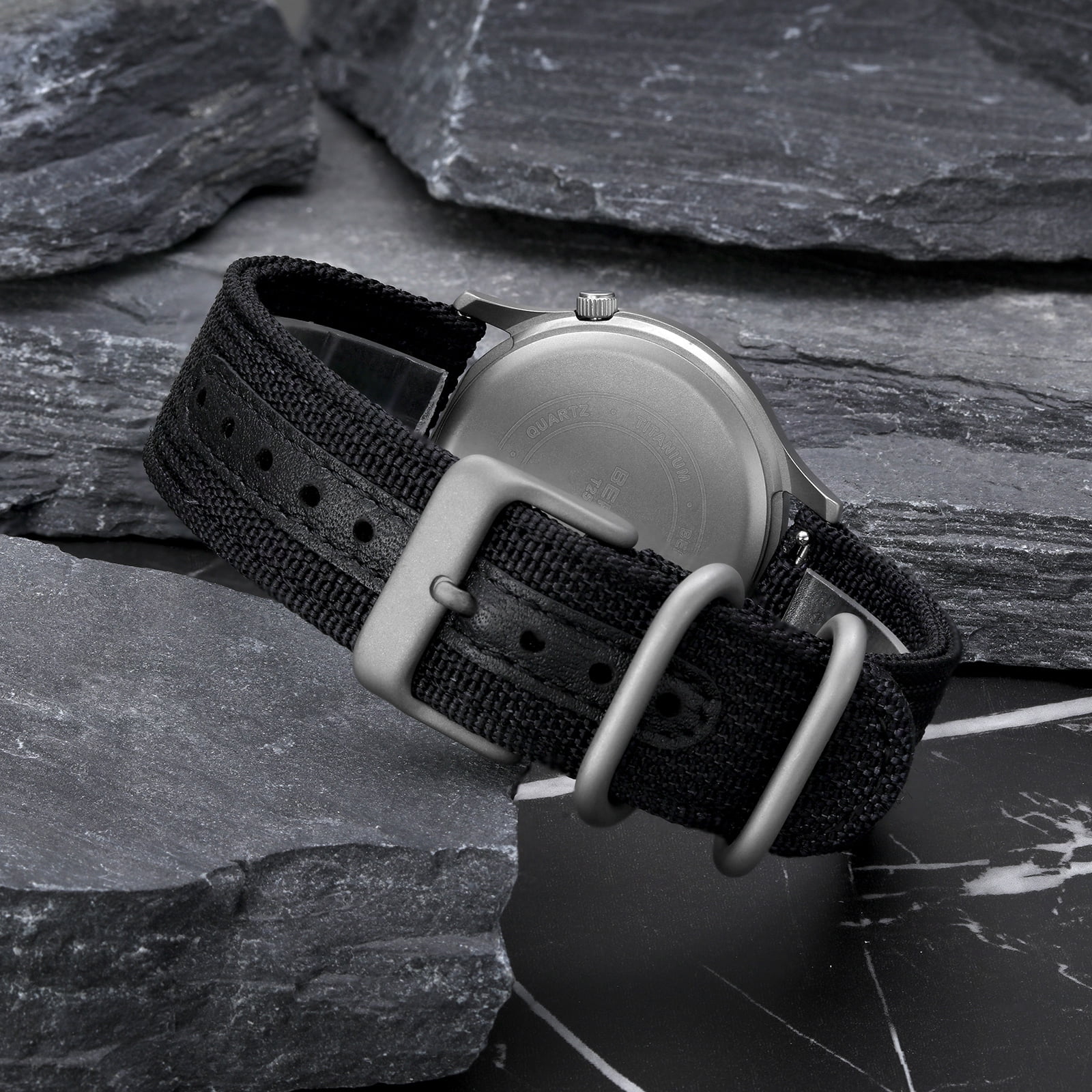 BERNY Watches for Men Military Sport Nylon Strap Titanium Field Watch with Sapphire Crystal Luminous Fashion Analog Quartz Watch Easy to Read 50M Waterproof Army Tactical Casual Wristwatch (Black)