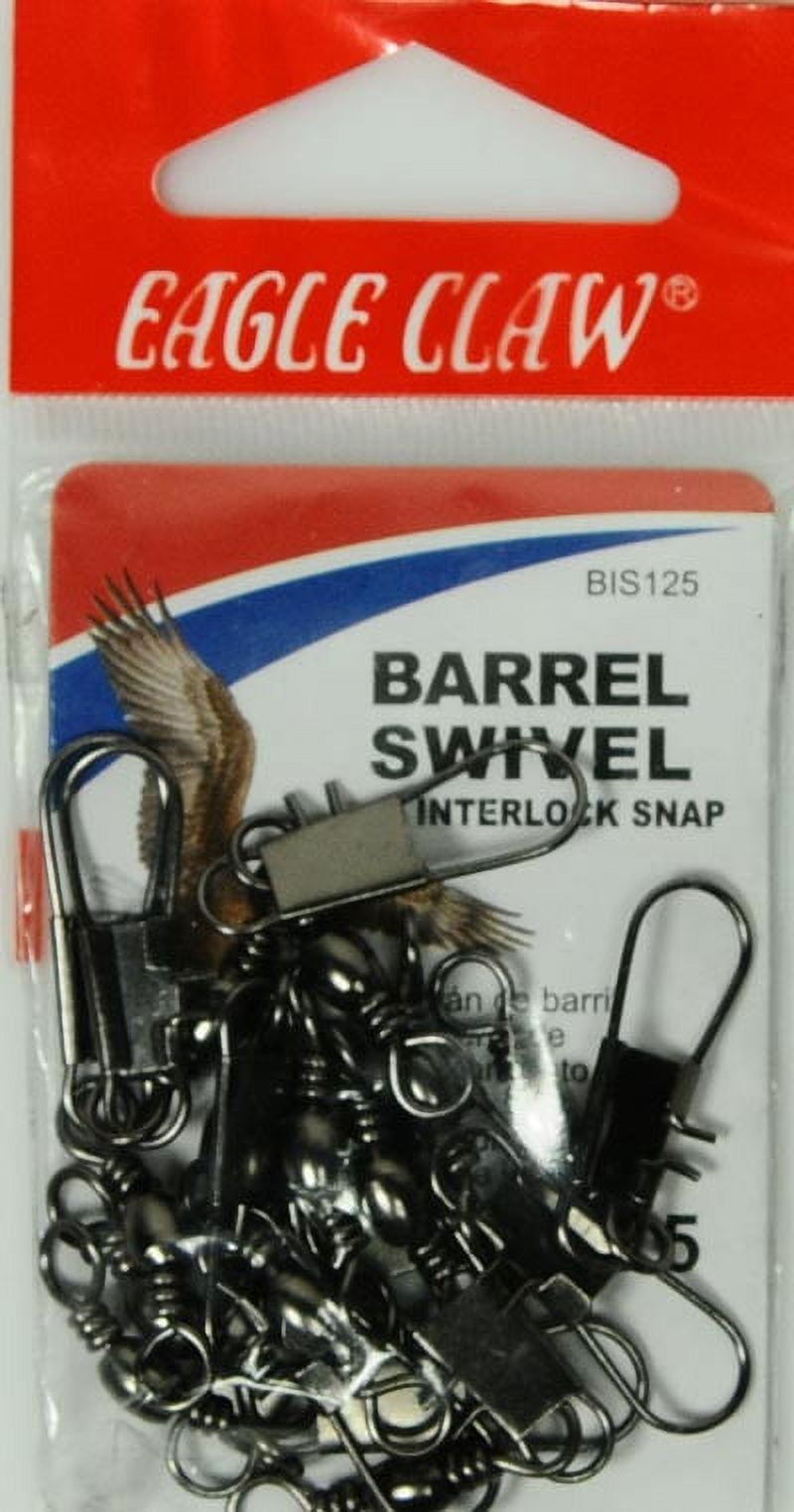 (3 pack) Eagle Claw Fishing, BIS125 Barrel Swivel with Interlock Snap, Size 5