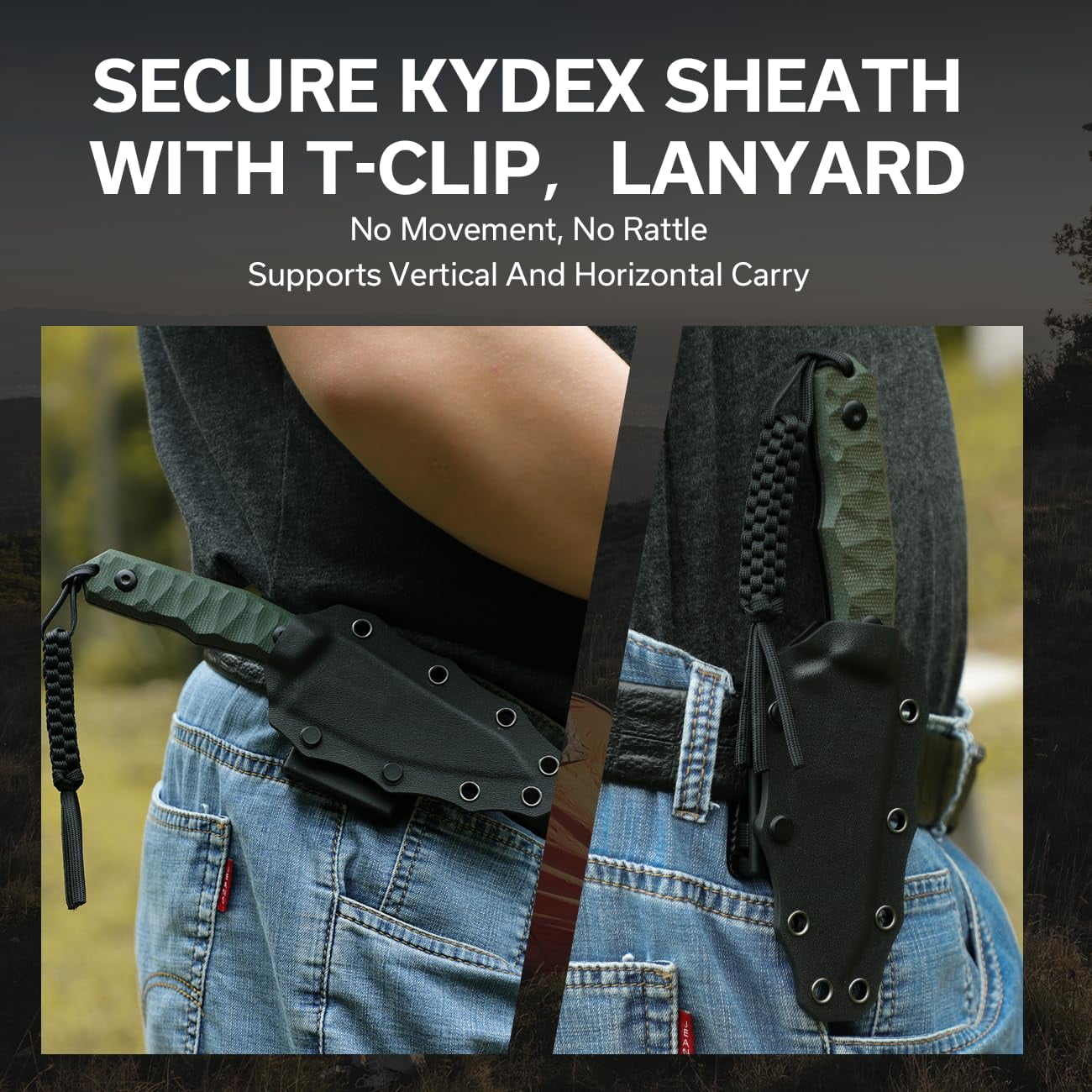 CIVIVI Fixed Blade Knife with Kydex Sheath, T-clip, Lanyard for Outdoor Carry, Propugnator Knife PG KNIVES Designed, 4.15" D2 Blade Micarta Handle C23002-2