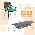 thumbnail image 2 of 9-Piece Patio Dining Set for 8, All Weather Cast Aluminum Outdoor Funiture Table and Chairs Set - 94.5” Rectangular Table and 8 Cushioned Dining Chairs, 2" Umbrella Hole, Ocean Blue, 2 of 8