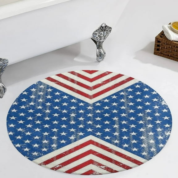 American Flag Blue Red White Round Carpet Circle Rug Outdoor Patio Area Rug Washable Large Area Rugs Hallway Room Decor Fitness Mats
