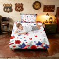 thumbnail image 5 of Manfei Watercolor Floral Stars Twin Sheets, Firework US Flag Bedding, Red Blue White, Navy Reversible 3 Pieces (1 Flat Sheet, 1 Fitted Sheet and 1 Pillowcase), 5 of 6