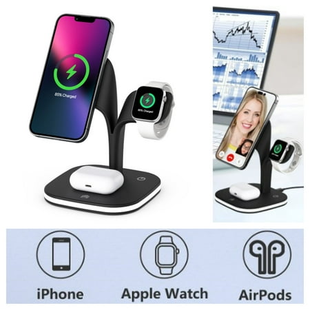 Magnetic Charging Station Wireless Charger Dock for iphone 13/12, Apple Watch SE/7/6/5/4/3/2, AirPods 2/Pro