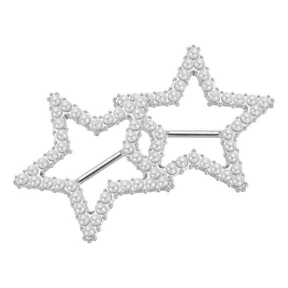 Uxcell 2Pcs Silk Scarf Ring Clip Pearl Star Shape T-Shirt Ties Buckle, Silver