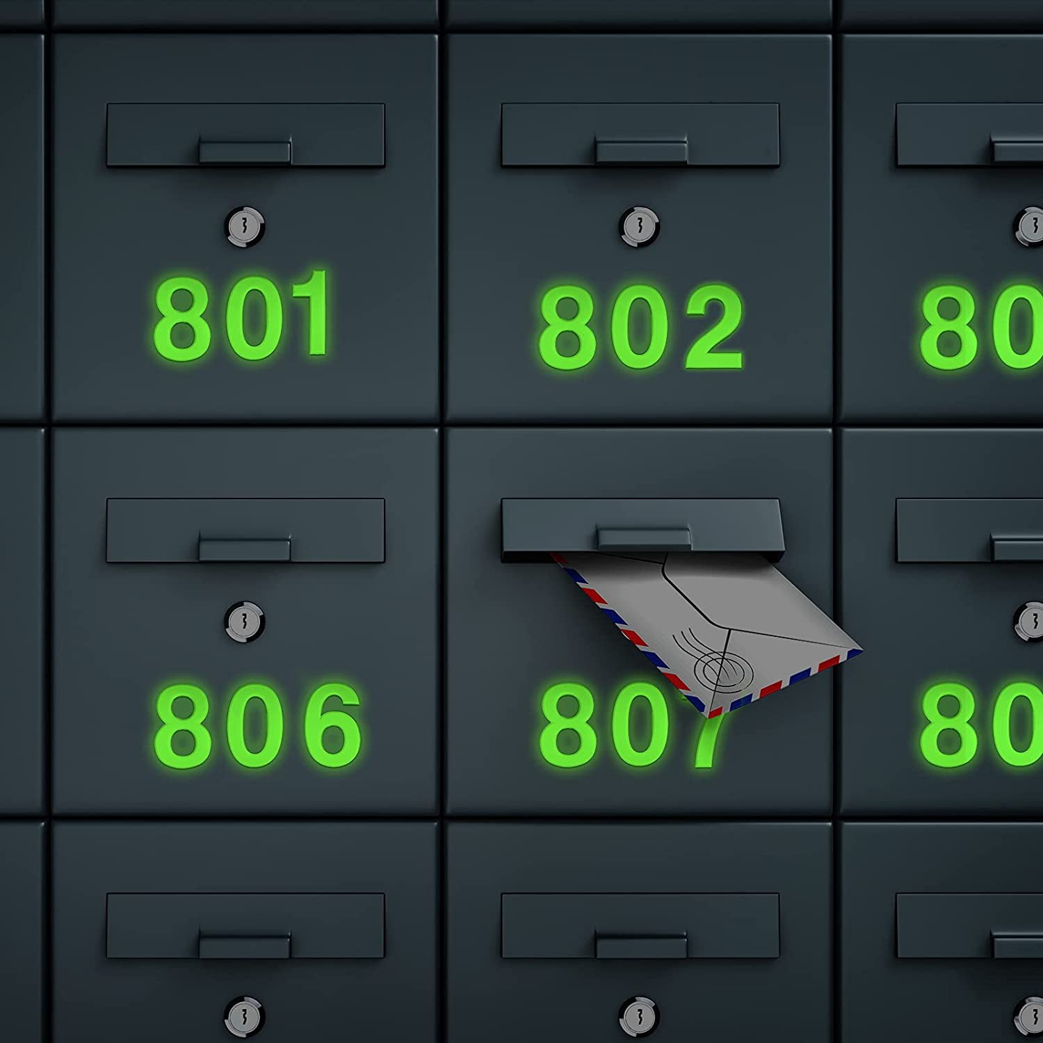 20 Pieces House Numbers Mailbox Numbers 0-9, 3D Door Address Numbers Self Adhesive Mailbox Numbers Sticker or House, Apartment, Office, Hotel Room, Mailbox Signs (Glowing Color,2.76 Inch)