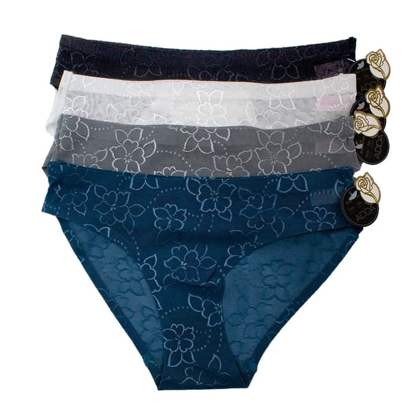 Paquete de Pantaletas Adda Lingerie Modelo PF-1015, Sin costuras, Encaje con diseño de flores