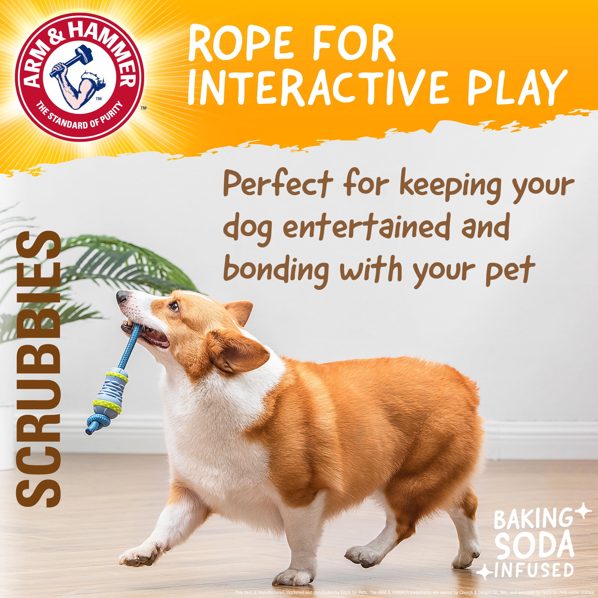 Arm & Hammer Scrubbies Throw N' Tug Adult Dental Dog Chew Toy Small