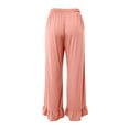 thumbnail image 6 of Palazzo Pants for Women 2026 Trendy Elastic Waist Wide Straight Leg Ruffle Hem Cropped Flowy Beach Pants with Pockets, 6 of 6