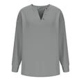 thumbnail image 6 of Lenpel Long Sleeve Shirts for Women Crew Neck Half Button Dressy Casual Tunic Tops Loose Tee Blouses Basic T Shirts(Gray,Medium), 6 of 7
