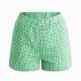 thumbnail image 4 of TOWED22 Toddler Baby Girl Boy Gingham Shorts Infant Plaid Seersucker Casual Elastic Waist Shorts Pants Bottoms Summer(Green,11-12 Y), 4 of 7