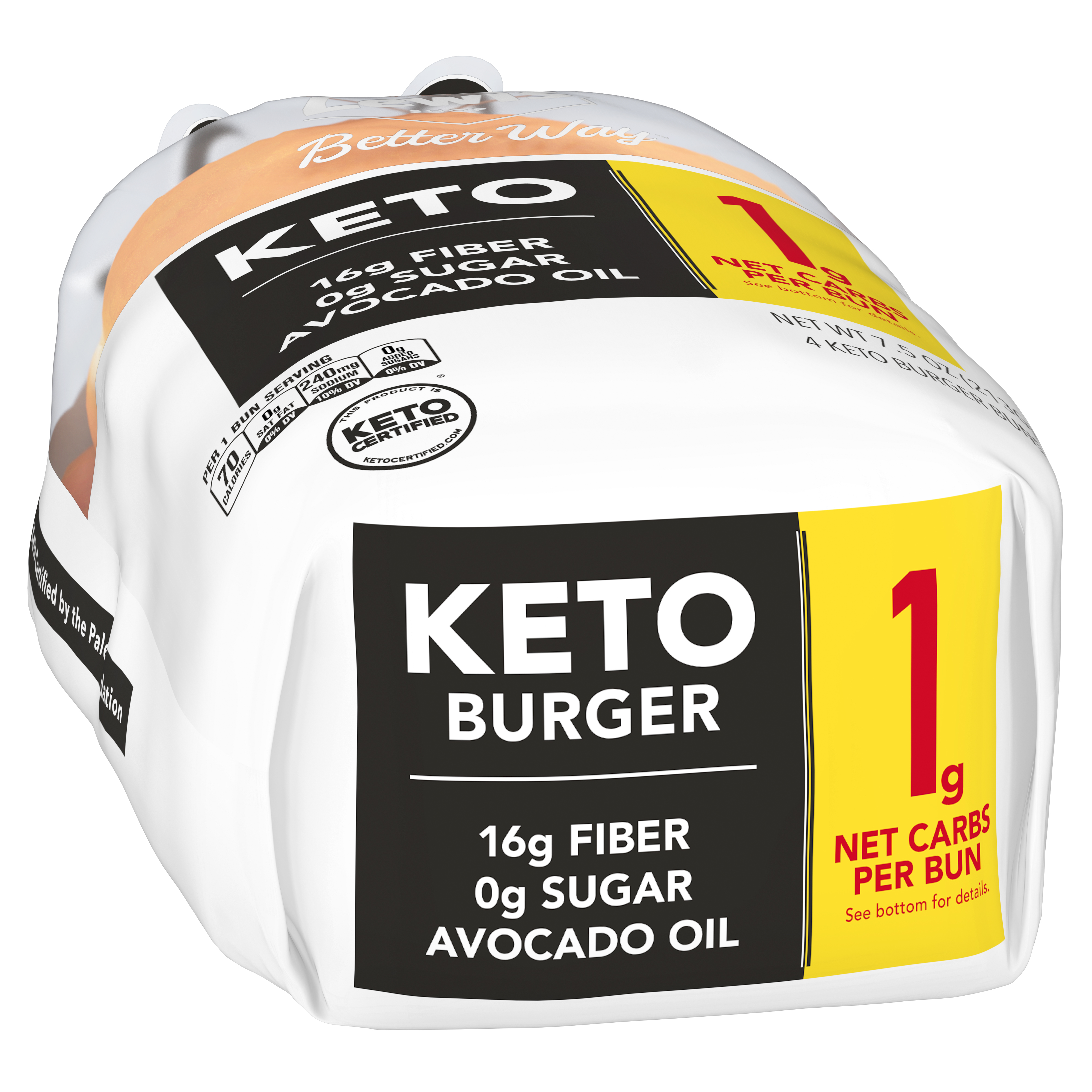 Lewis Bake Shop Better Way Keto White Burger Buns, 7.5 oz, 4 Count