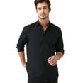thumbnail image 3 of Avva Men's 100% Cotton, Regular Fit, Long Sleeve, Classic Collar, Burning Oxford Shirt, X-Large, Black, 3 of 7