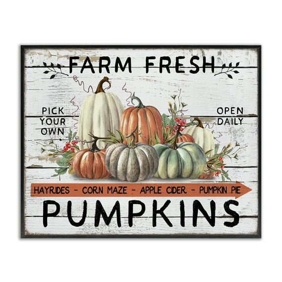 Stupell Industries Fresh Pumpkin Mound Holiday Painting Black Framed Art Prints Wall Art, 14 x 11