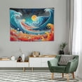 thumbnail image 2 of GOSMITH  Ocean Wave Tapestry Wall Hanging, Colorful Sea with Sun Sunset Tapestry,3D The Great Wave Tapestry Japanese Tapestry for Living Room Bedroom Dorm Decor, 2 of 7