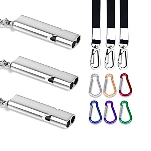 ZONBANG 3PCS Loud Camping Whistles Emergency Survival Whistles with Lanyards and Carabiners Boating Hiking and Other Outdoor Activities Dog Trainings. for Sports Rescue Whistles for Camping